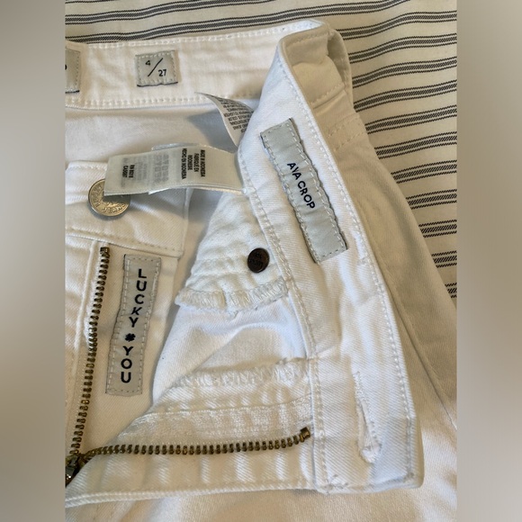 Lucky Brand Ava Crop - Raw Edge White Jeans - Picture 3 of 5